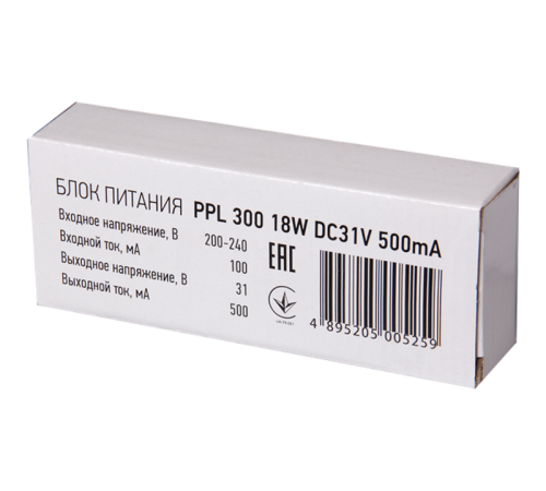 Драйвер 500мА для PPL 300 18w DC31v SW  5005259  Jazzway