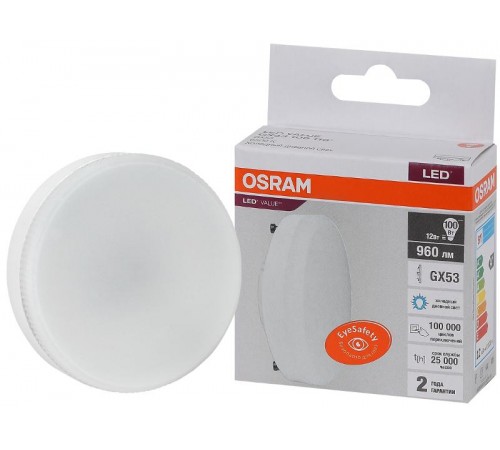 Лампа светодиодная LED Value GX53 12W/865 230V GX53 10X1  4058075582217  OSRAM