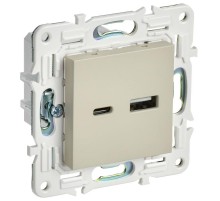 SKANDY Розетка USB A+C 3,1А SK-R14B бежевый  SK-U22-D31-K10  IEK