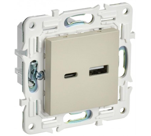 SKANDY Розетка USB A+C 3,1А SK-R14B бежевый  SK-U22-D31-K10  IEK