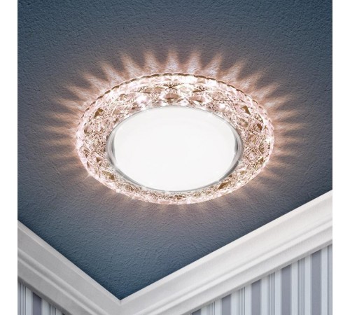 Светильник точечный встраиваемый под лампу DK LD24 15Вт GX53 шампань с подсветкой  Б0029632  ЭРА