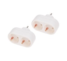 Набор двойников электрических 16 А с заземлением, белый (2 шт./уп.)  11-1075-2  REXANT