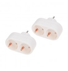 Набор двойников электрических 16 А с заземлением, белый (2 шт./уп.)  11-1075-2  REXANT