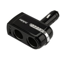 Разветвитель автоприкуривателя 2 гнезда 1хUSB (5 V 1000 mA)  16-0238  REXANT
