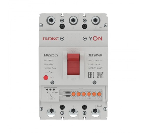 Авт. выкл. YON MGS250S 3P 63-160A 50kA с электронным расцепителем ETS  MGS250S-3ETS0160  DKC