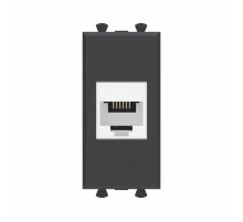 Телефонная розетка RJ-12 без шторки модульная, "Avanti", "Черный матовый", 1 модуль  4412611  DKC