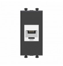 Телефонная розетка RJ-12 без шторки модульная, "Avanti", "Черный матовый", 1 модуль  4412611  DKC