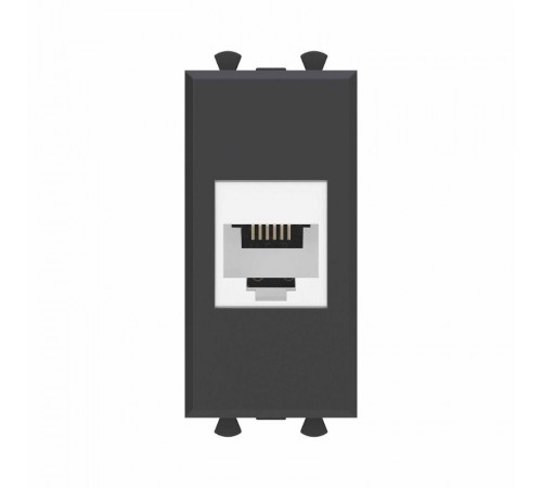 Телефонная розетка RJ-12 без шторки модульная, "Avanti", "Черный матовый", 1 модуль  4412611  DKC