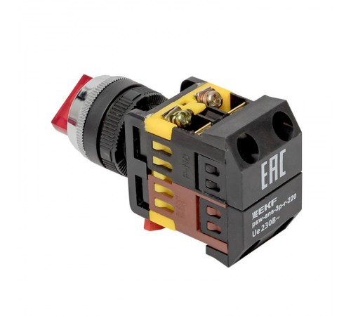 Переключатель ANC-22 3P красный с подсветкой 220В NO+NC EKF PROxima  psw-ans-3p-r-220  EKF
