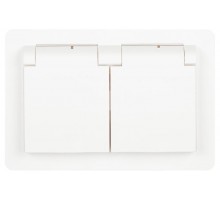 Розетка Intro Style 7-210-01 2х2P+E Schuko с крышкой штор., 16А-250В, СУ, IP44, белый   Б0062873  Intro