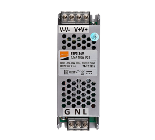 Драйвер (блок питания) для светодиодной ленты BSPS 24V    4,16A=100W IP20 2 г.гар   .5062184  Jazzway