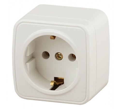 Розетка Intro Polo 3-202-02 с заземлением 2P+E Schuko, 16A-250В, IP20, ОУ, слоновая кость  Б0053560  Intro