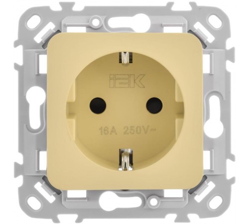 FLITE Розетка с заземлением без шторок быстрозажимные клеммы 16А РС11-1-ФлН навахо  FI-R11-16-1-K87  IEK