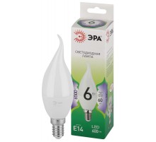 Лампа светодиодная  GREEN LINE LED BXS-6W-865-E14 GL E14 6 Вт свеча на ветру холодный свет  Б0067113  ЭРА