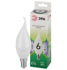 Лампа светодиодная  GREEN LINE LED BXS-6W-865-E14 GL E14 6 Вт свеча на ветру холодный свет  Б0067113  ЭРА