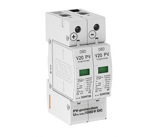 Устройства защиты от импульсных перенапряжений УЗИП для фотогальванических сетей (Класс II), 1000 В (V20-C 2-PH-1000)  5094617  OBO Bettermann
