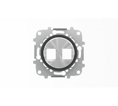 Накладка для 2-х суппортов/разъёмов типа 2017... или 2018..., со стальным суппортом, серия SKY Moon, кольцо чёрное стекло2CLA861820A1501 ABB