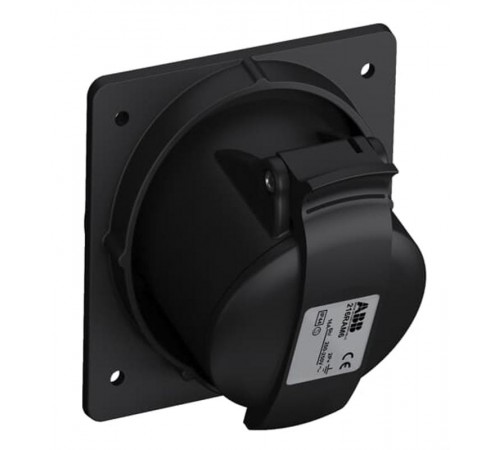 Розетка панельная с угловым минимальным фланцем 316RAM6B, 16A, 3P+E, IP44, 6ч, черный, для шоу-бизнеса2CMA100544R1000 ABB