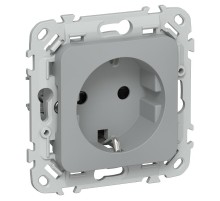 FLITE Розетка с заземлением со шторками 16А РСш11-0-ФлС серый  FI-R14-16-K03  IEK