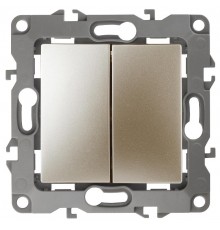 Выключатель двойной 12-1004-04   10АХ-250В, без м.лапок,  шампань  Б0014654  ЭРА