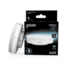 Лампа светодиодная LED 6Вт GX53 220В 4100К  108008206  Gauss