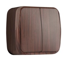 Выключатель 2-клавишный ОП Минск 10А тёмное дерево EKF  EGV10-023-40  EKF