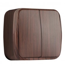 Выключатель 2-клавишный ОП Минск 10А тёмное дерево EKF  EGV10-023-40  EKF