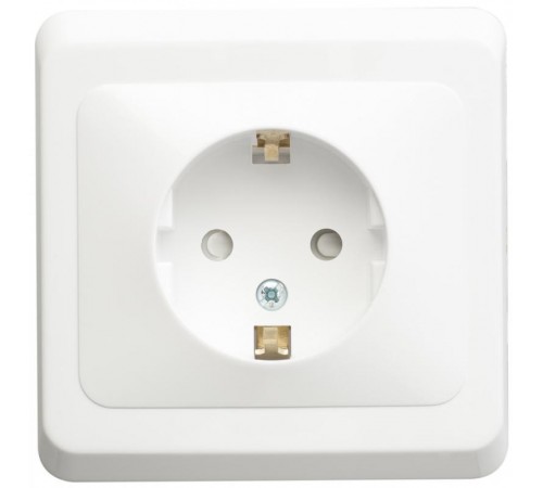 Этюд Белый С/У Розетка с заземлением с защитными шторками  PC16-004B  SE