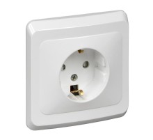 Этюд Белый С/У Розетка с заземлением с защитными шторками  PC16-004B  SE