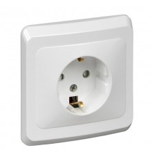 Этюд Белый С/У Розетка с заземлением с защитными шторками  PC16-004B  SE