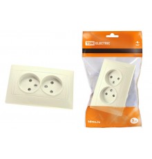 Розетка двойная 2П 10А 250В с защ. шт. сл. кость "Лама"   SQ1815-0112  TDM