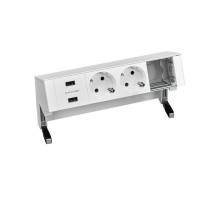 Настольный x4 розеточный блок, 2x2P+E, 2xUSB з/у, 1 пустой модуль, белый, S400  42422000-130  Simon