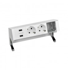 Настольный x4 розеточный блок, 2x2P+E, 2xUSB з/у, 1 пустой модуль, белый, S400  42422000-130  Simon