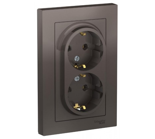 AtlasDesign Мокко Розетка 2-ая с заземлением, 16А, (в сборе с рамкой)  ATN000624  SE