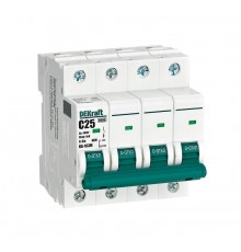 Выключатель автоматический без теплозащиты четырехполюсный ВА-103М 4P 25А характеристика C 6кА  12531DEK  Dekraft