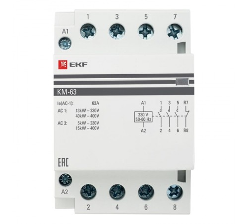 Контактор модульный КМ 63А 3NО+NC (3 мод.) EKF PROxima  km-3-63-31  EKF
