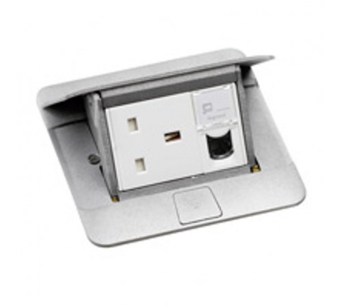 Выдвижной розеточный блок неукомплект. 3мод. алюминий 0  054010  Legrand