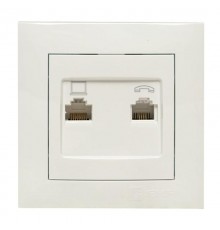 Валенсия розетка RJ-45+RJ11 2-местная белая EKF PROxima  EWK02-035-30  EKF