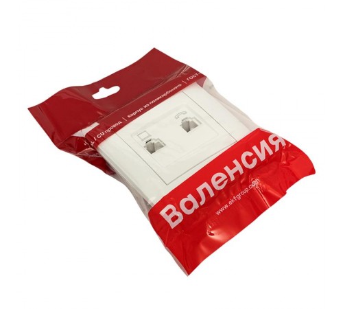 Валенсия розетка RJ-45+RJ11 2-местная белая EKF PROxima  EWK02-035-30  EKF