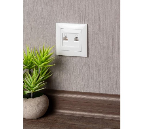 Валенсия розетка RJ-45+RJ11 2-местная белая EKF PROxima  EWK02-035-30  EKF