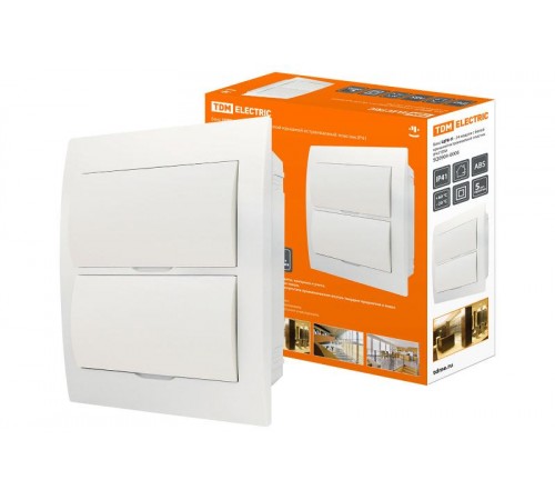 Бокс пластиковый встраиваемый ЩРВ-П-24 модуля с белой крышкой, навесной, пластик IP41 TDM  SQ0904-0006  TDM