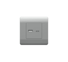 Розетка USB A+С, 5В/2,1А, серебряный(NEW3-E)  431451  CHINT