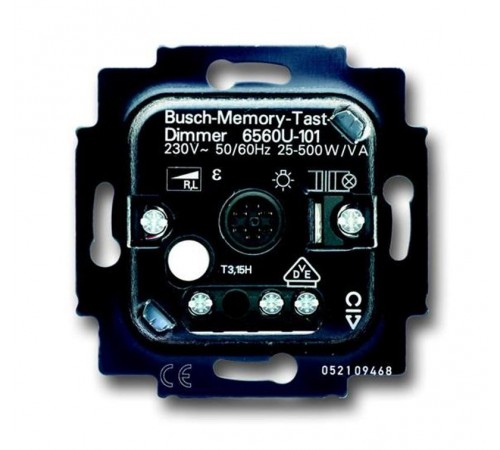 Мех. кл. светорегулятора для ламп накаливания и НВ галогенных ламп с индуктивным трансформатором, 20-500 Вт/ВА  6560-0-1207   2CKA006560A1207  ABB