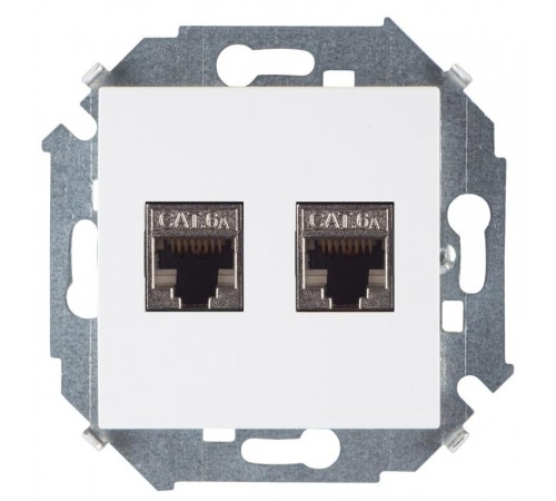 Simon 15 Белый Розетка компьютерная двойная RJ45 кат.6а (АМР, FTP)  1591564-030  Simon