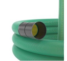 Труба двустенная гибкая дренажная 200мм, SN8, перфорация 360 град., зеленый  140920-8K  DKC