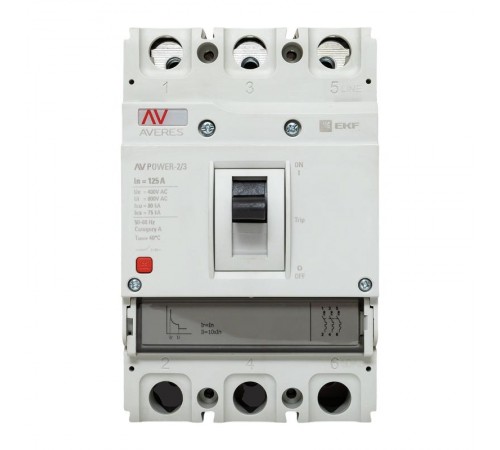 Выключатель автоматический AV POWER-2/3 125А 80kA TR AVERES  mccb-23-125H-TR-av  EKF