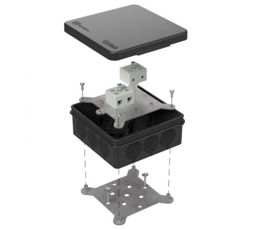 Коробка огнестойкая для о/п двухкомпонентная 60-0303-9005-FR10.0-4 Е15-Е120 100х100х40 IP66  4p, 10.0 мм.кв. черная 60-0303-9005-FR10.0-4  Промрукав