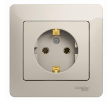 Glossa Молочный Розетка с заземлением (в сборе)  GSL000942  SE