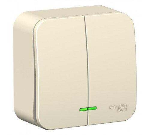 Blanca Молочный О/У Выключатель 2-клавишный с подсветкой, 6А, 250В  BLNVA065102  SE