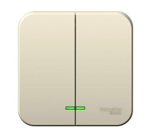 Blanca Молочный О/У Выключатель 2-клавишный с подсветкой, 6А, 250В  BLNVA065102  SE